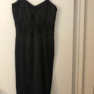 BCBG Paris black satin sleeveless dress